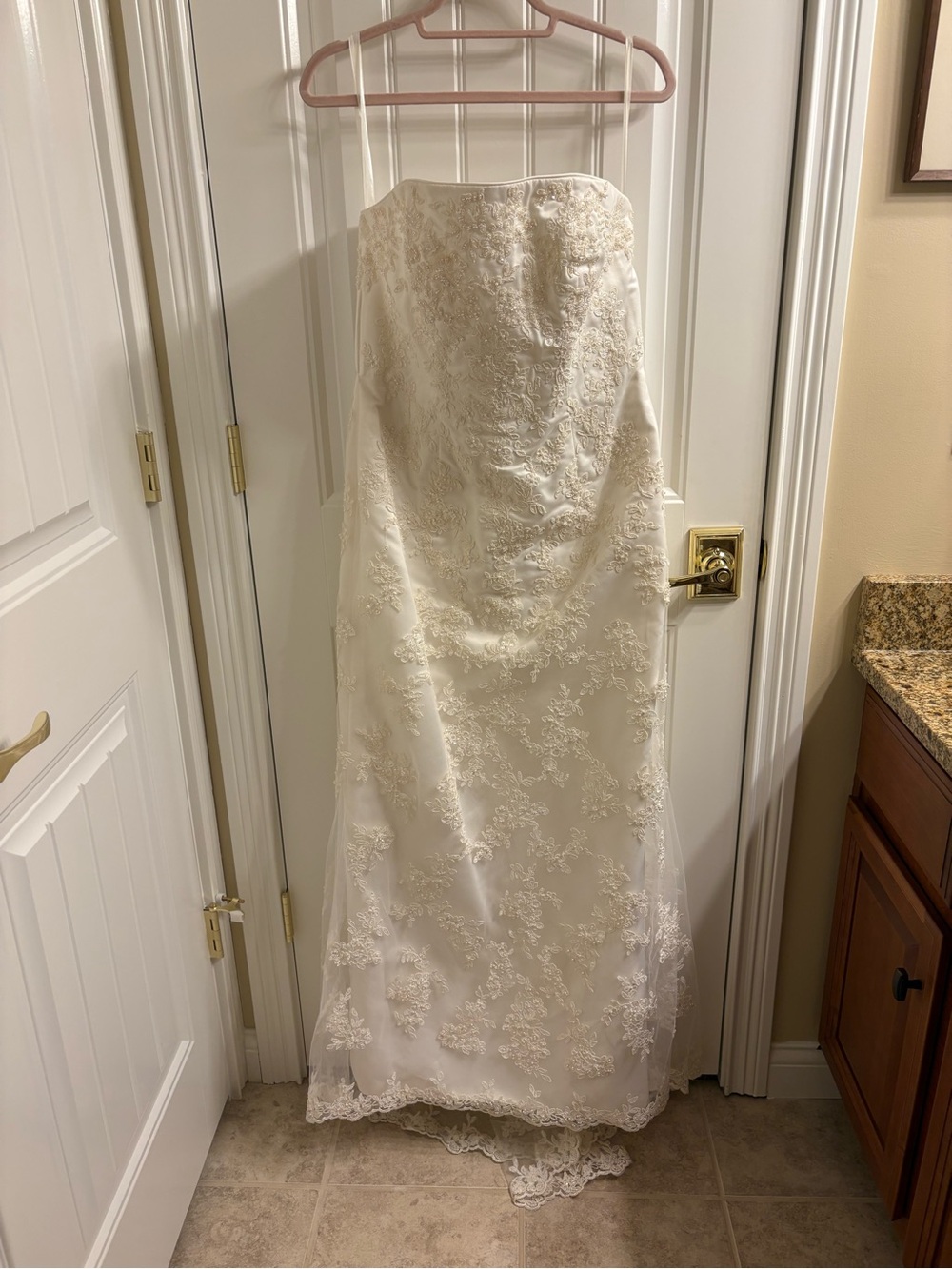Private Collection Ivory Strapless Sweetheart Embroidered Bead Wedding Dress 14
